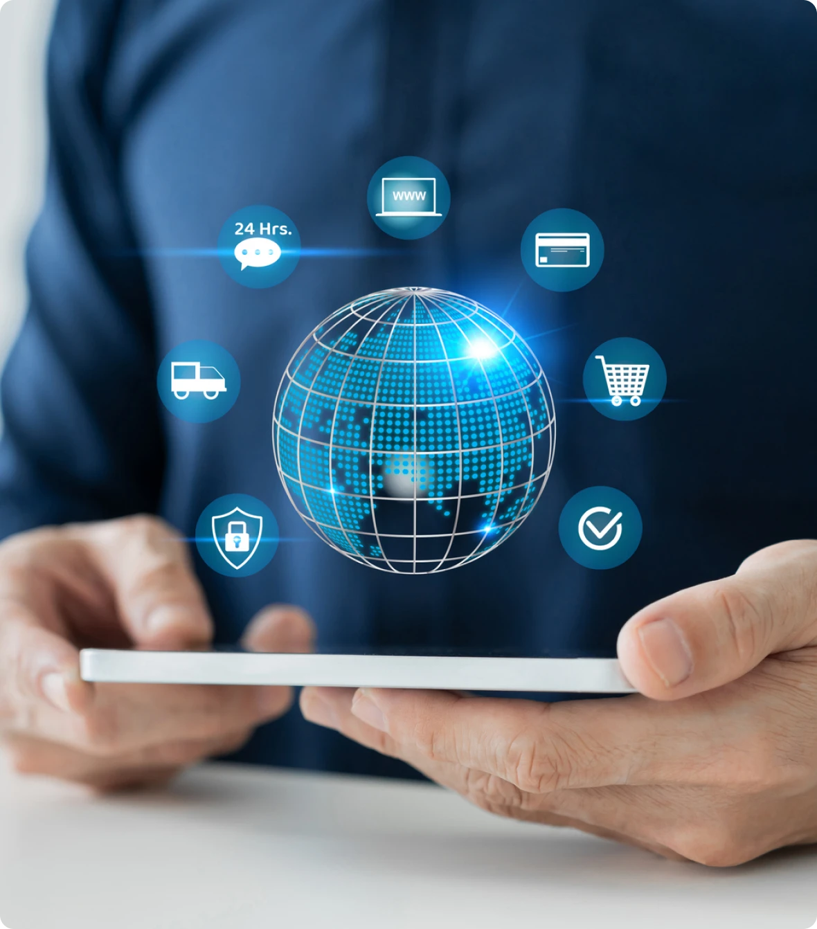 Digital world concept on tablet