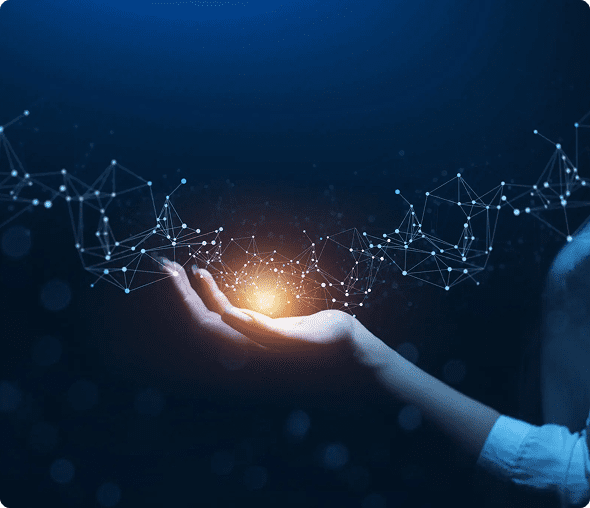 Abstract digital connections in hand