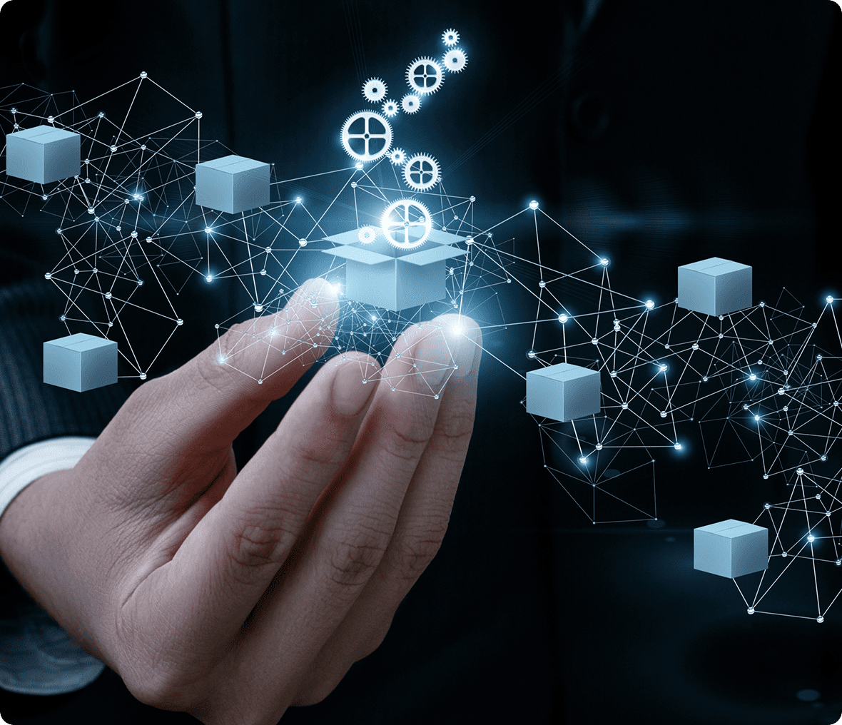 Futuristic technology concept with network connections
